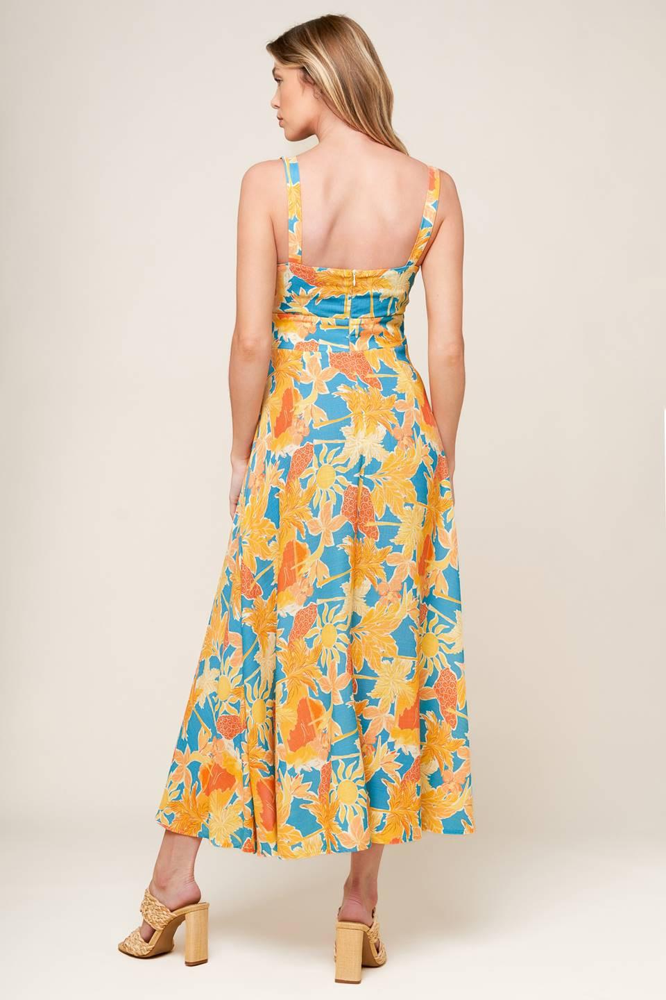 TWIRL ME BLUE WOVEN MIDI DRESS - Glamourous Grace