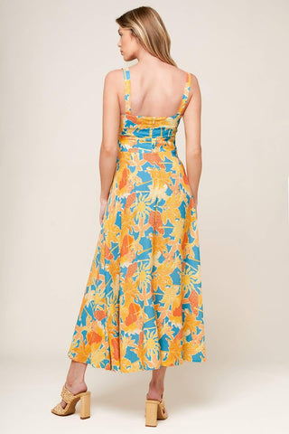 TWIRL ME BLUE WOVEN MIDI DRESS - Glamourous Grace
