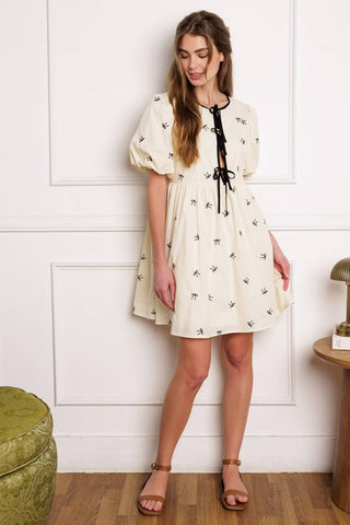 A DAY AT THE VINEYARD WOVEN MINI BADYDOLL DRESS - Glamourous Grace