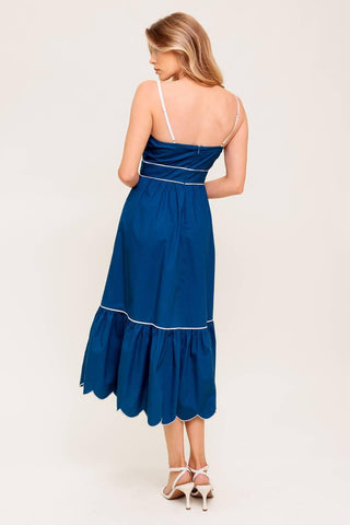 RUSTIC DREAM NAVY WOVEN MIDI DRESS - Glamourous Grace