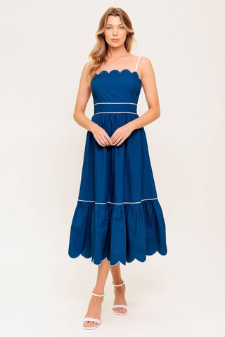 RUSTIC DREAM NAVY WOVEN MIDI DRESS - Glamourous Grace
