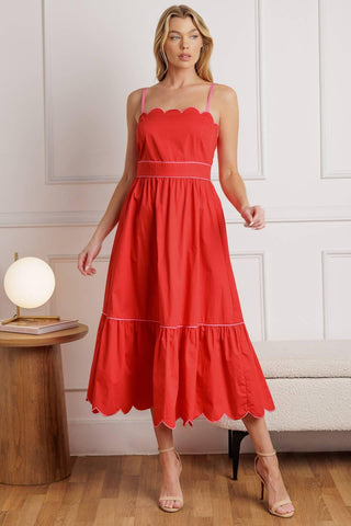 RUSTIC DREAM RED WOVEN MIDI DRESS - Glamourous Grace