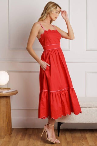 RUSTIC DREAM RED WOVEN MIDI DRESS - Glamourous Grace
