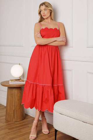 RUSTIC DREAM RED WOVEN MIDI DRESS - Glamourous Grace