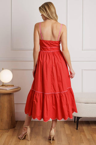 RUSTIC DREAM RED WOVEN MIDI DRESS - Glamourous Grace