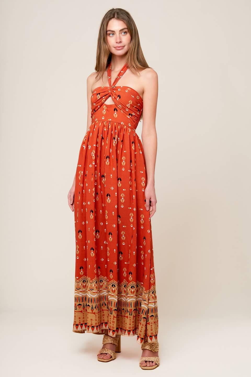 SIDEWALK CAFÉ TERRACOTTA WOVEN MAXI DRESS - Glamourous Grace