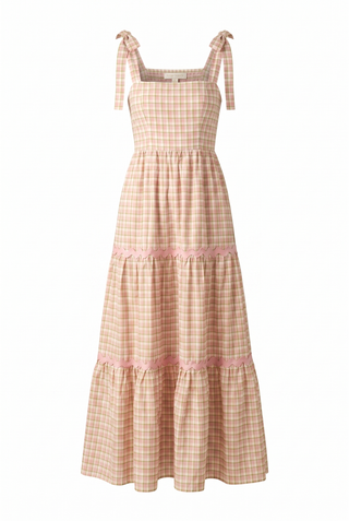 IMAGINE THAT GREEN PINK PLAID MIDI DRESS - Glamourous Grace