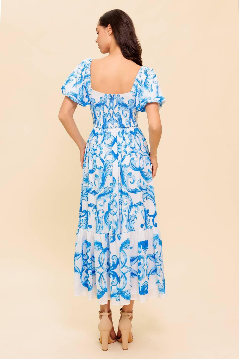 A WORK OF ART BLUE WOVEN MIDI DRESS - Glamourous Grace