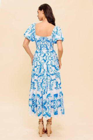 A WORK OF ART BLUE WOVEN MIDI DRESS - Glamourous Grace