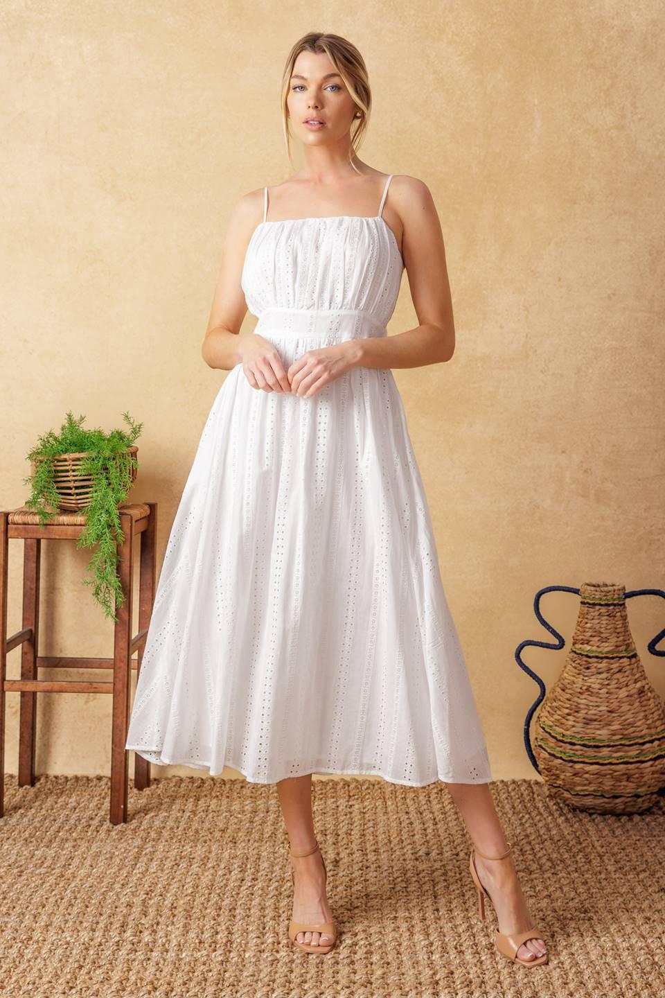 BACK AND FORTH EYELET MIDI DRESS - Glamourous Grace