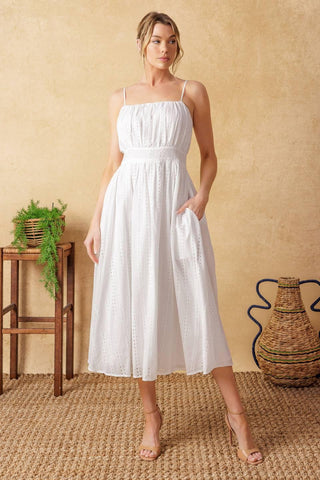 BACK AND FORTH EYELET MIDI DRESS - Glamourous Grace