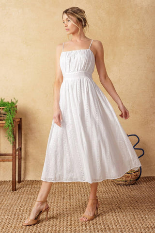 BACK AND FORTH EYELET MIDI DRESS - Glamourous Grace