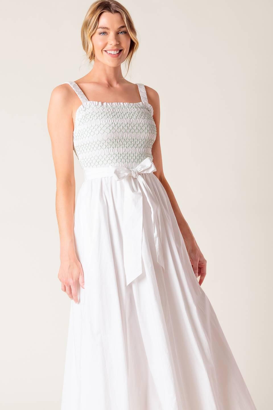 ROMINA BRODERIE WOVEN MIDI DRESS - Glamourous Grace