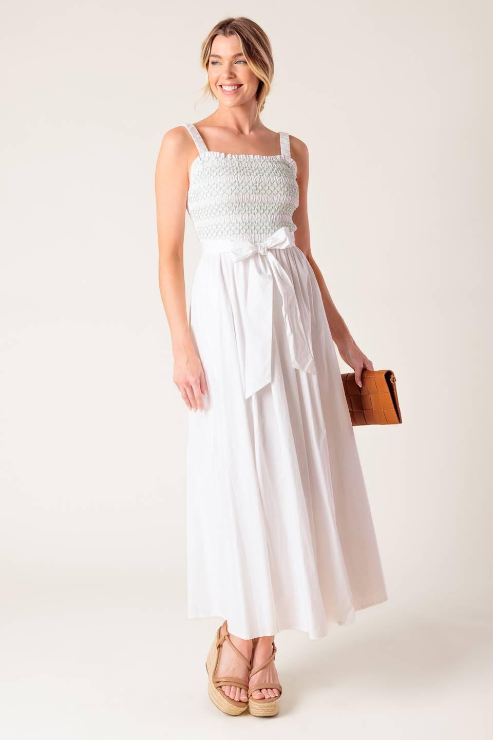 ROMINA BRODERIE WOVEN MIDI DRESS - Glamourous Grace