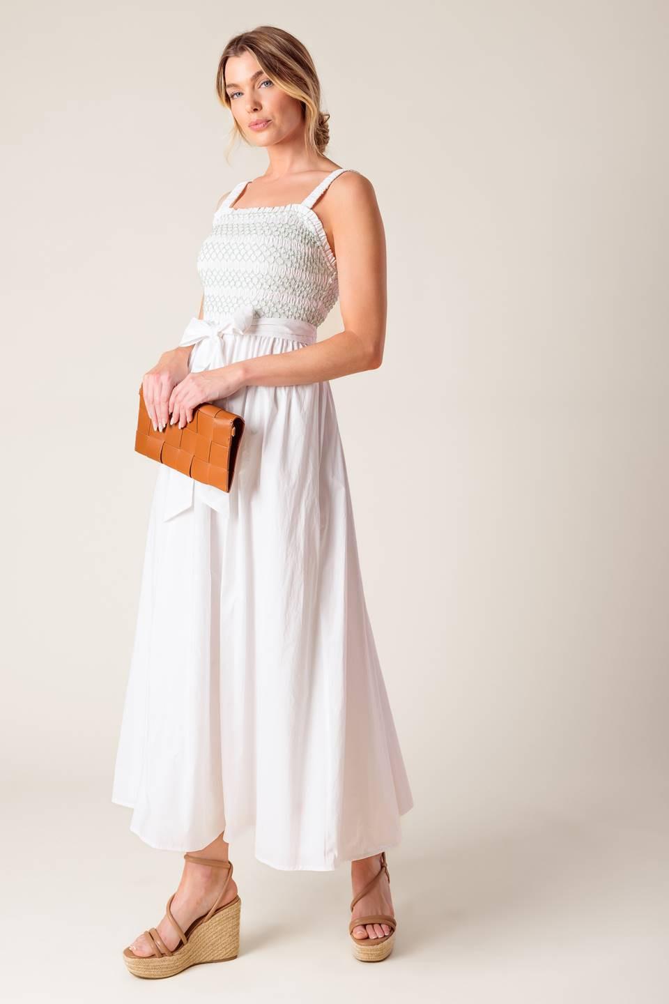 ROMINA BRODERIE WOVEN MIDI DRESS - Glamourous Grace