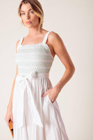 ROMINA BRODERIE WOVEN MIDI DRESS - Glamourous Grace