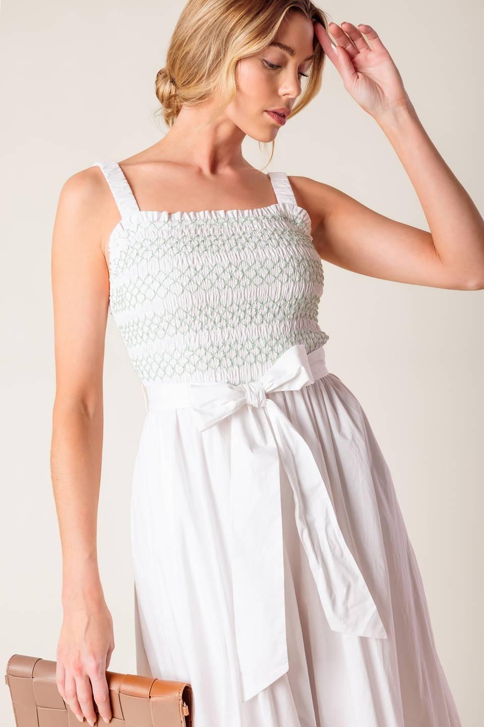 ROMINA BRODERIE WOVEN MIDI DRESS - Glamourous Grace