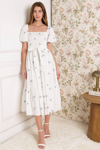 LUXE LAGOON EMBROIDERED MIDI DRESS - Glamourous Grace