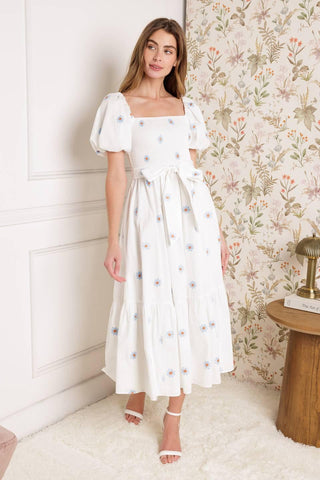 LUXE LAGOON EMBROIDERED MIDI DRESS - Glamourous Grace