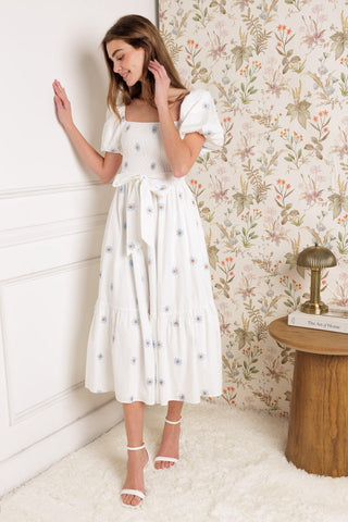 LUXE LAGOON EMBROIDERED MIDI DRESS - Glamourous Grace
