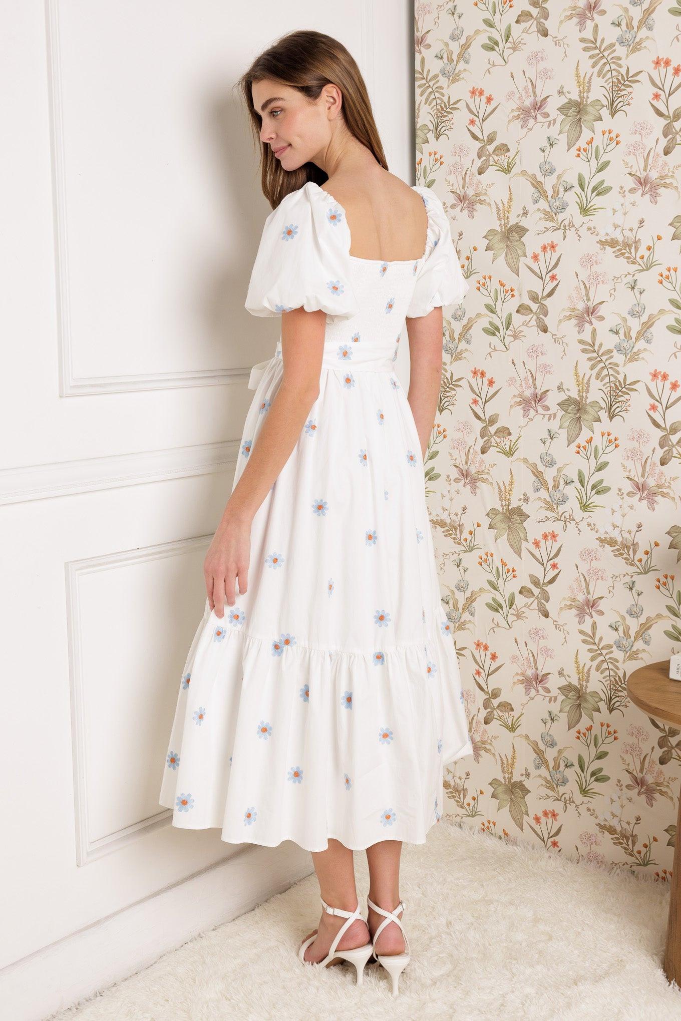 LUXE LAGOON EMBROIDERED MIDI DRESS - Glamourous Grace