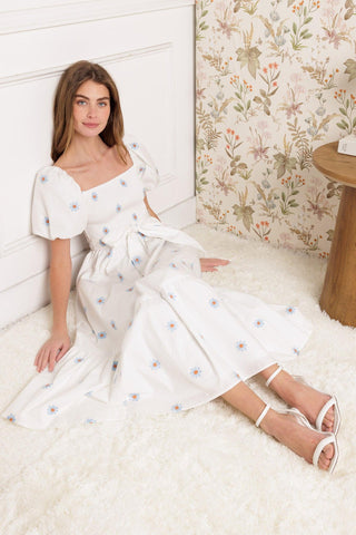 LUXE LAGOON EMBROIDERED MIDI DRESS - Glamourous Grace