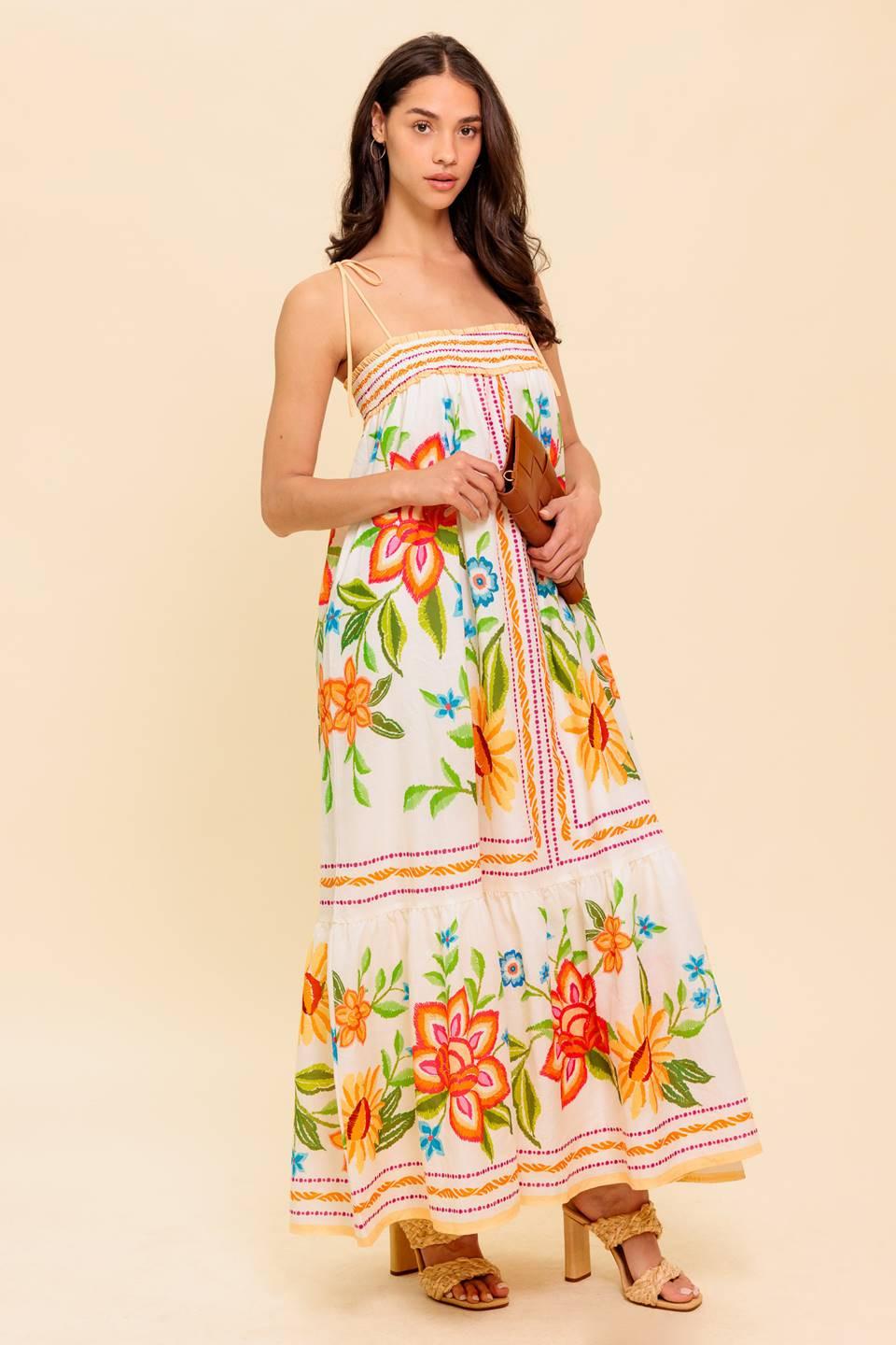 SAID AND DONE IVORY WOVEN MAXI DRESS - Glamourous Grace
