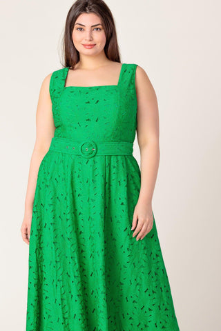 DAFFODILS & DAYDREAMS WOVEN LACE MIDI DRESS - Glamourous Grace