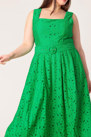 DAFFODILS & DAYDREAMS WOVEN LACE MIDI DRESS - Glamourous Grace