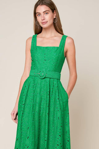 DAFFODILS & DAYDREAMS WOVEN LACE MIDI DRESS - Glamourous Grace