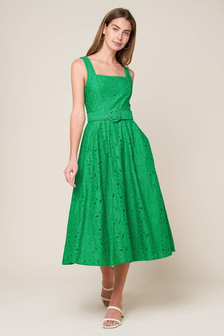 DAFFODILS & DAYDREAMS WOVEN LACE MIDI DRESS - Glamourous Grace