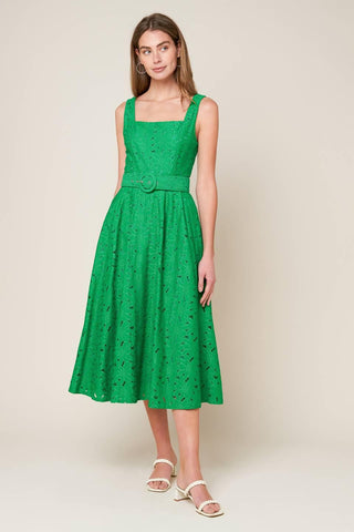 DAFFODILS & DAYDREAMS WOVEN LACE MIDI DRESS - Glamourous Grace