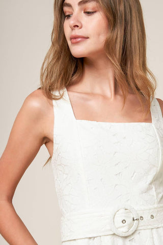 DAFFODILS & DAYDREAMS WOVEN LACE MIDI DRESS - Glamourous Grace