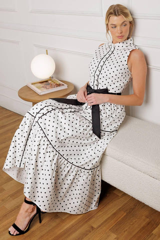 OUT OF REACH WOVEN MIDI DRESS - Glamourous Grace