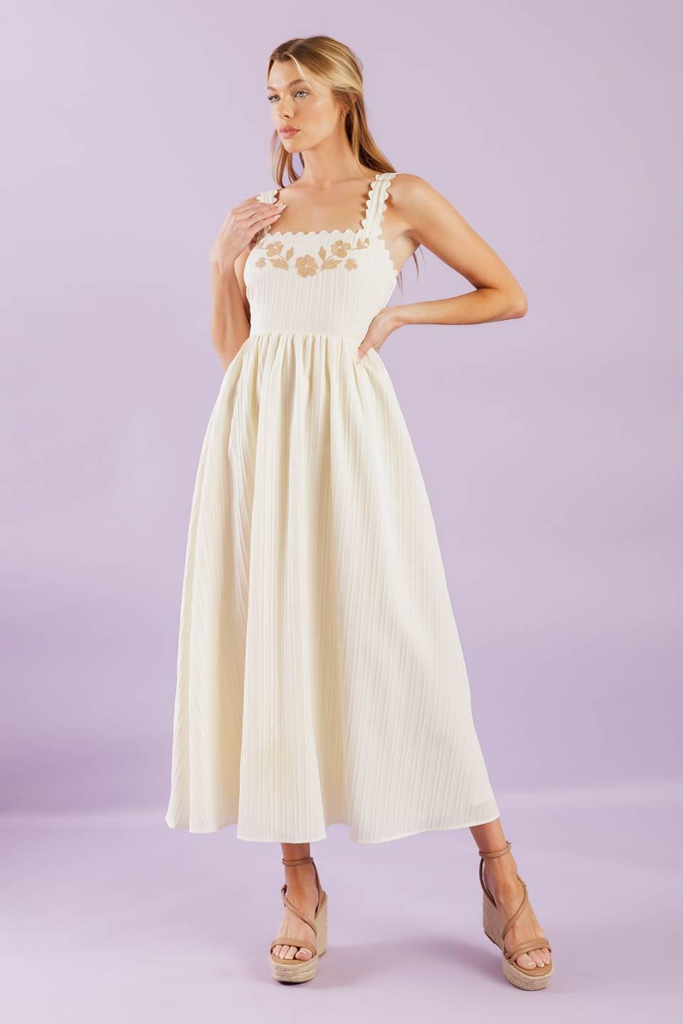 TOTAL CRUSH CREAM WOVEN MIDI DRESS - Glamourous Grace