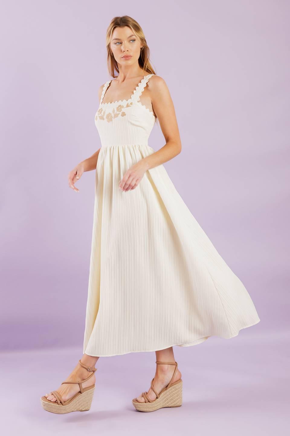 TOTAL CRUSH CREAM WOVEN MIDI DRESS - Glamourous Grace