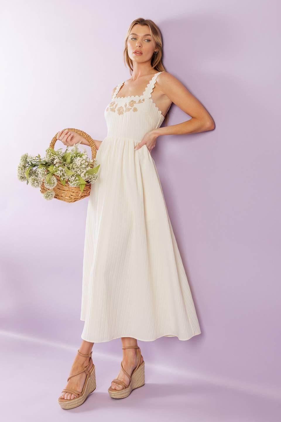 TOTAL CRUSH CREAM WOVEN MIDI DRESS - Glamourous Grace