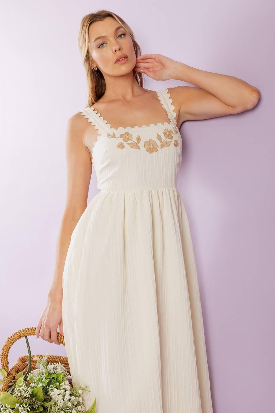 TOTAL CRUSH CREAM WOVEN MIDI DRESS - Glamourous Grace