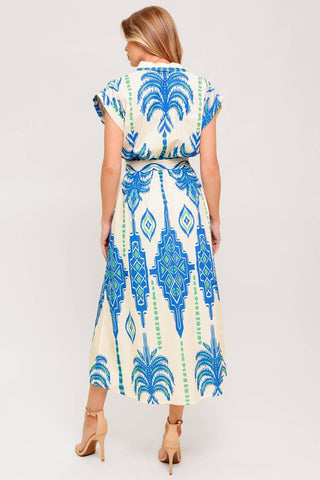 SOFTLY SPOKEN BLUE WOVEN MIDI DRESS - Glamourous Grace