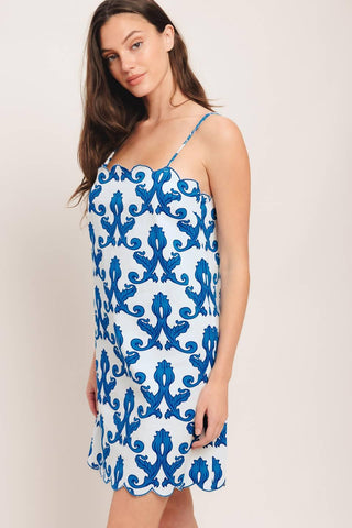 COASTAL SCROLL WOVEN MINI DRESS - Glamourous Grace