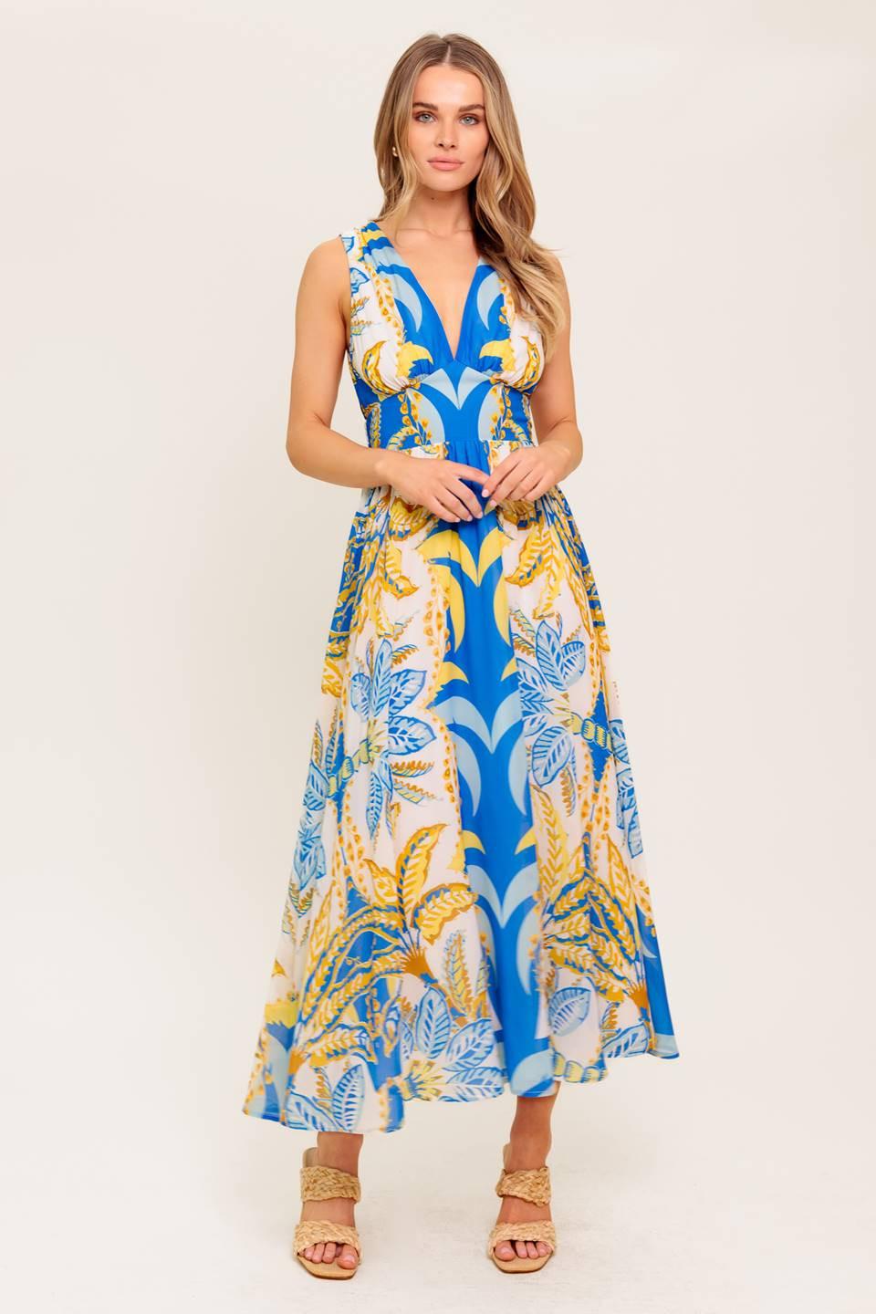 SOFT MEADOW BLUE WOVEN MIDI DRESS - Glamourous Grace