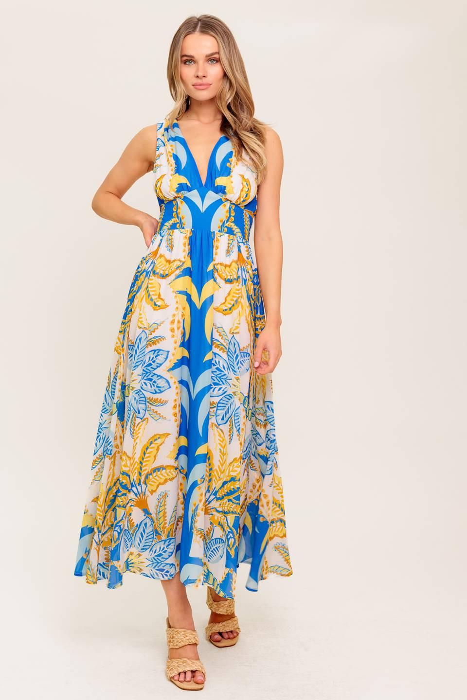 SOFT MEADOW BLUE WOVEN MIDI DRESS - Glamourous Grace