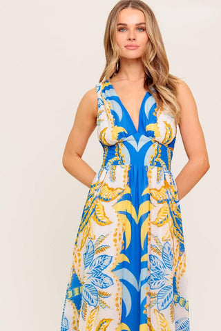 SOFT MEADOW BLUE WOVEN MIDI DRESS - Glamourous Grace