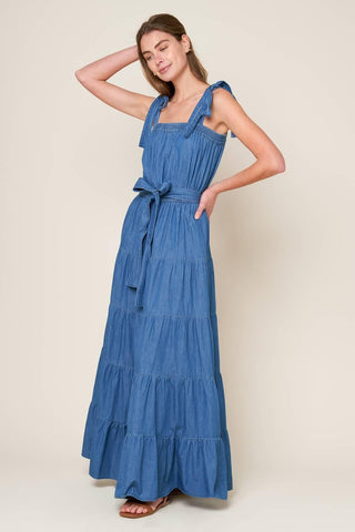 PRETTIEST BEHAVIOR CHAMBRAY MAXI DRESS - Glamourous Grace
