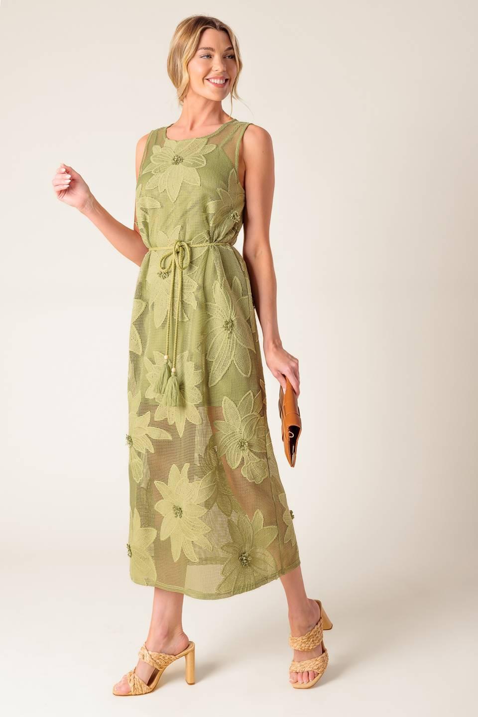 IN MY FREE TIME WOVEN LACE MIDI DRESS - Glamourous Grace