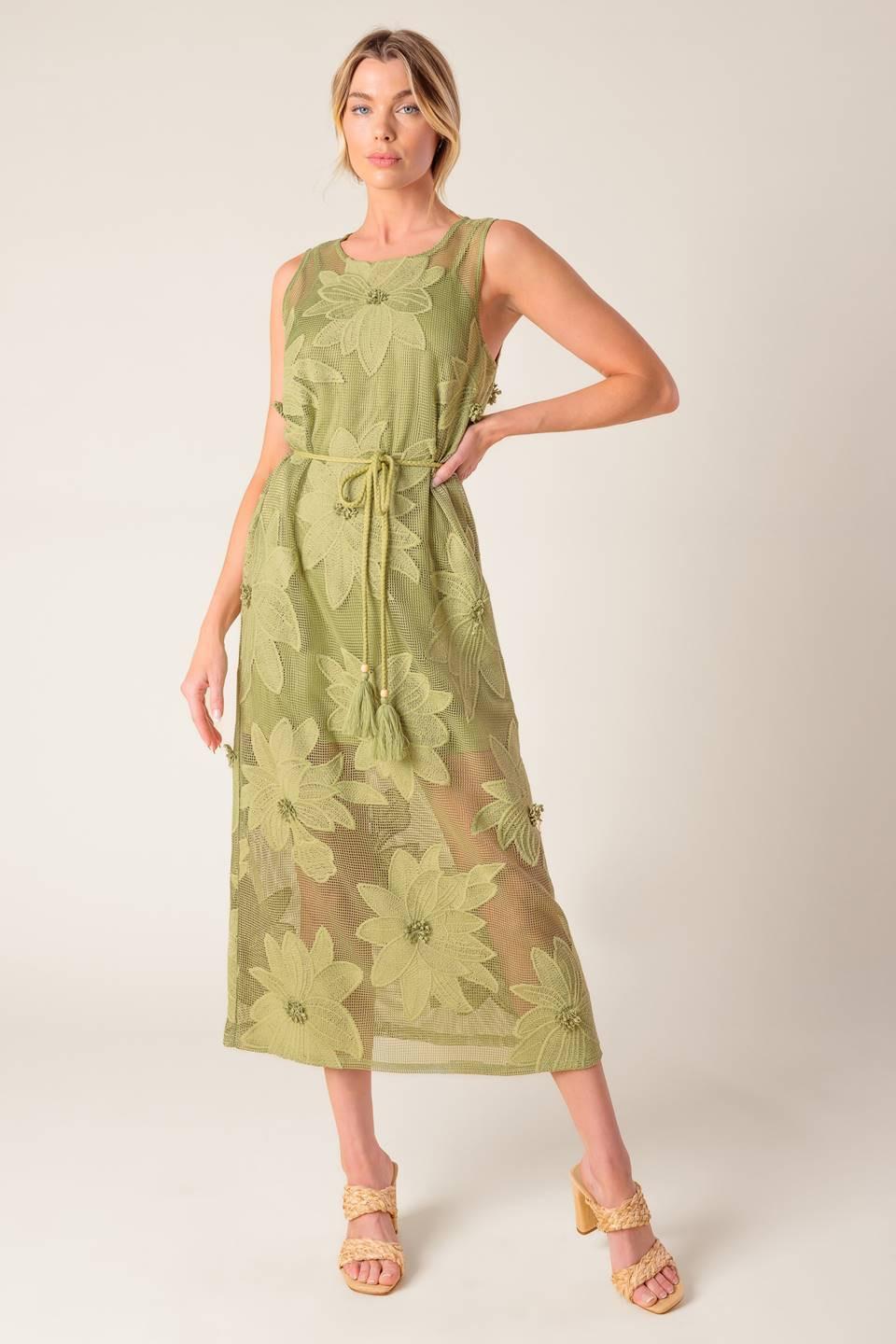 IN MY FREE TIME WOVEN LACE MIDI DRESS - Glamourous Grace