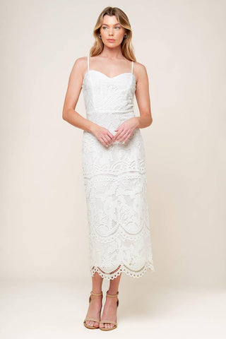 THE JOSEPHINE OFF WHITE WOVEN MIDI DRESS - Glamourous Grace