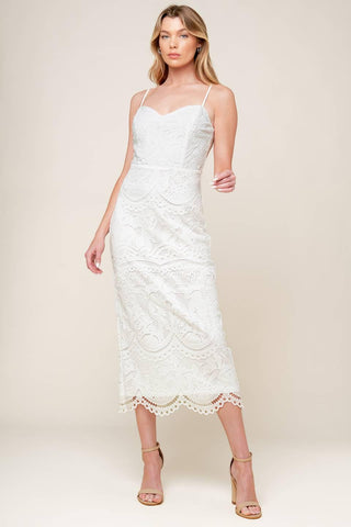 THE JOSEPHINE OFF WHITE WOVEN MIDI DRESS - Glamourous Grace