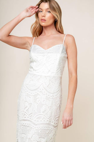 THE JOSEPHINE OFF WHITE WOVEN MIDI DRESS - Glamourous Grace