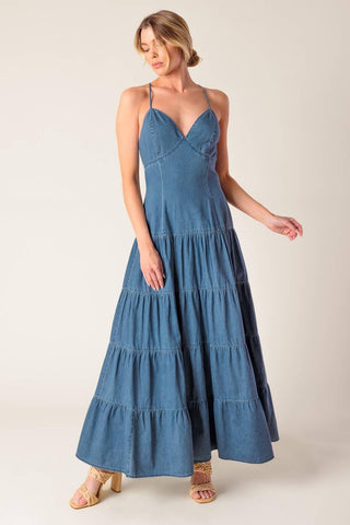 SUNDAY BEST CHAMBRAY MIDI DRESS - Glamourous Grace